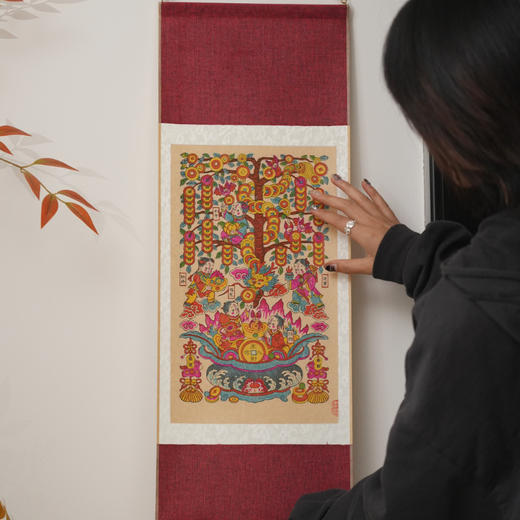 2026马年五福摇钱树非遗年画 春节装饰画客厅挂画摆件传统手工艺礼物 商品图0