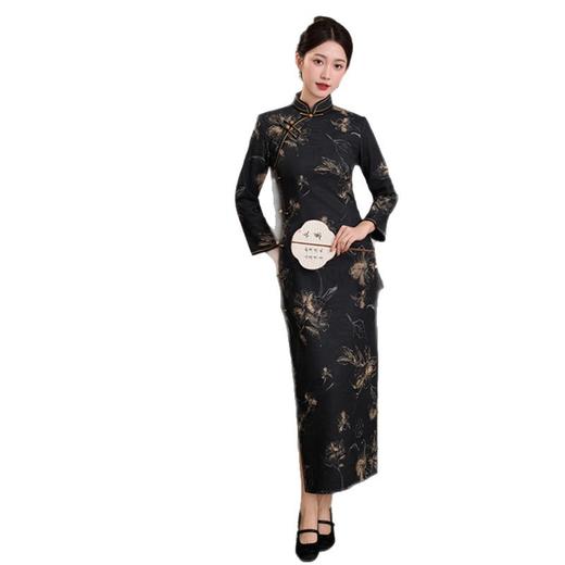 GX老上海复古中国风大码旗袍2025冬季新款加绒中式旗袍 商品图4