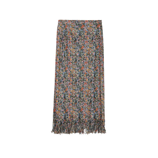 谜底花色半身裙2026春季新品复古松紧腰飘逸百褶长裙女265MB5014 商品图4