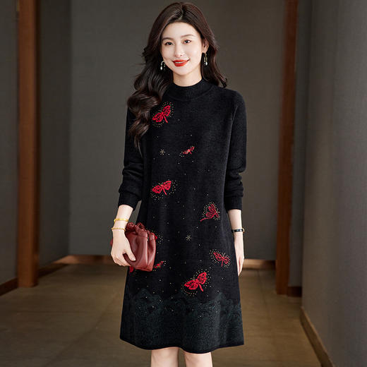 丁摩 气质连衣裙秋冬印花毛衣裙2800 商品图6
