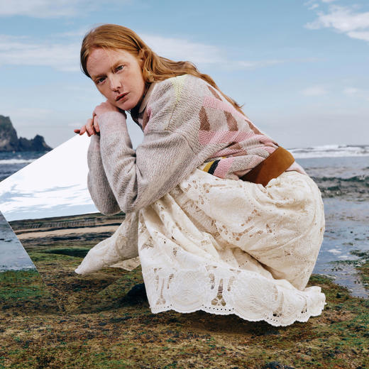 谜底V领套头针织衫长袖2026春季新品绵柔保暖透气毛衣女261MZ0317 商品图1