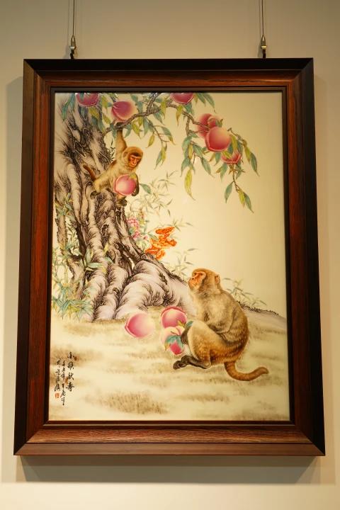 粉彩金猴献寿 商品图0