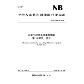 水电工程信息分类与编码第10部分：造价(NB/T 11564.10—2024)