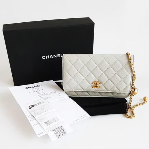 【95新】CHANEL香奈儿AP1450 B02916 NL30323C浅灰蓝色金球woc链条包单肩斜挎包女士 151225NJS20 商品图1