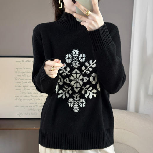 丁摩 100%纯羊毛衫女新款秋冬加厚高领毛衣打底衫BMJ-6164 商品图1