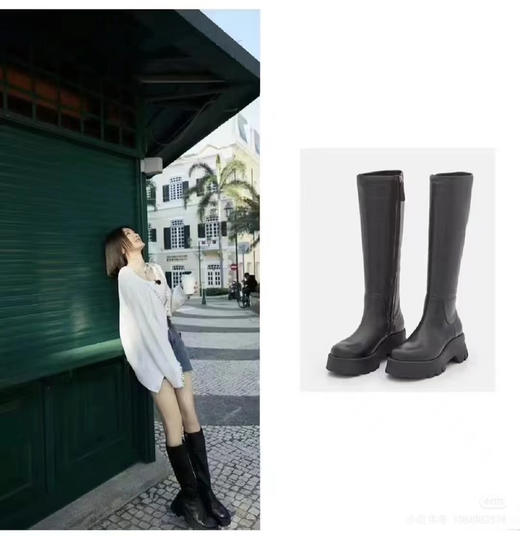 1222-3 渠道货 秦岚同款 GR头层小牛皮 超轻发泡厚底 炒鸡软糯高筒靴  长靴 商品图14