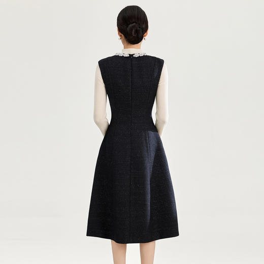 「高货wl」全新升级【铂金会员358/天猫479/差价121】(11943)洛诗琳气质银丝编织连衣裙2025秋冬立裁小香风收腰A摆裙 商品图1