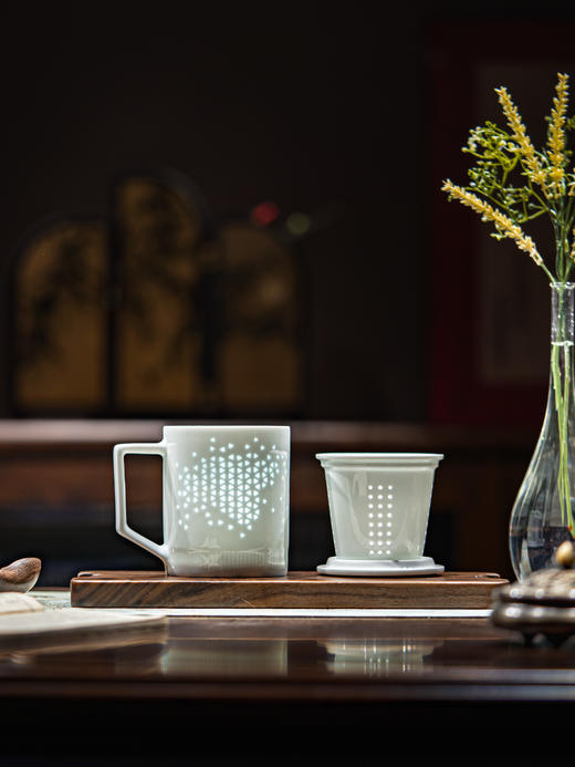 新品 富玉 | 景德镇陶瓷星韵茶漏杯带盖水杯 商品图2