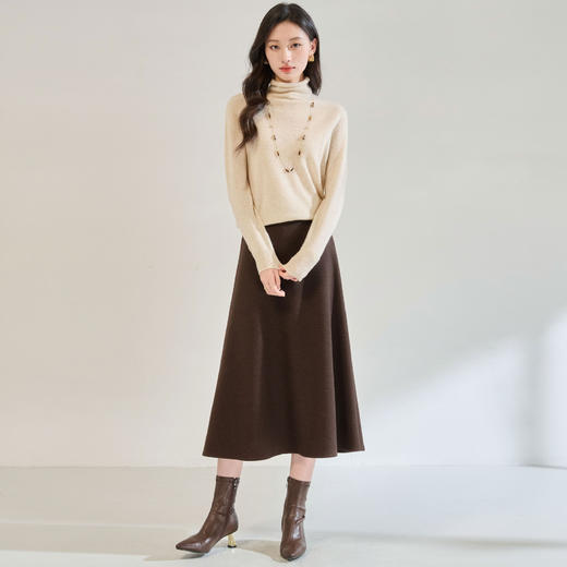 丁摩秋冬0压感软糯含羊毛醋酸气质佰搭A字高腰垂感加厚半身裙ALW25607 商品图1