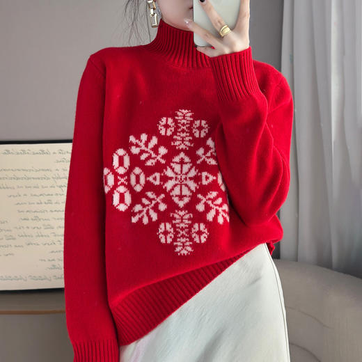 丁摩 100%纯羊毛衫女新款秋冬加厚高领毛衣打底衫BMJ-6164 商品图0