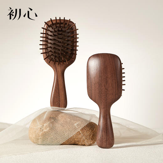 初心| 迷你方形气垫梳胡桃木 商品图0