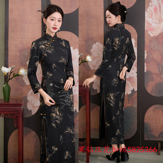 GX老上海复古中国风大码旗袍2025冬季新款加绒中式旗袍 商品图1