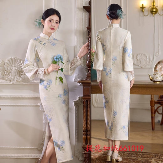 GX复古中国风提花加绒长款旗袍2025冬新款时尚改良年轻少女日常旗袍 商品图1