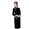 GX黑色加绒加厚冬装国风新中式长袖旗袍2025冬改良年轻款女复古旗袍 商品缩略图4