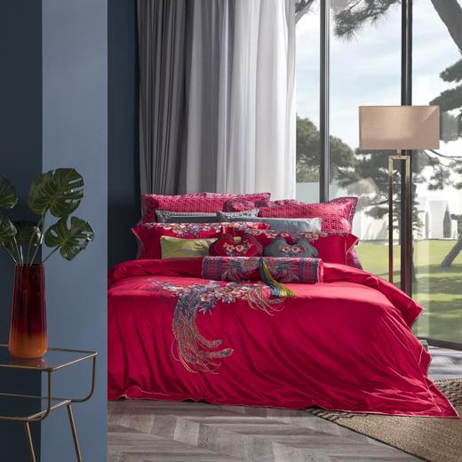 恐龙家纺TG 【凤求凰】涤棉大提花婚庆八件套 商品图0