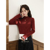鹿向南「微醺酒红」长袖复古红色针织衫女秋冬新款显瘦打底衫上衣 商品缩略图4