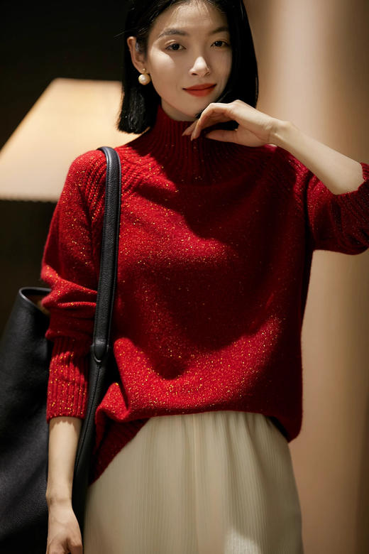 自带闪闪星河浪漫金豆羊毛针织混纺毛衣 商品图8