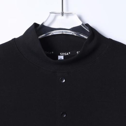 T5098SDSA男士秋冬新款痞帅男装韩版简约拼接纽扣装饰立领长袖T恤百搭 商品图2