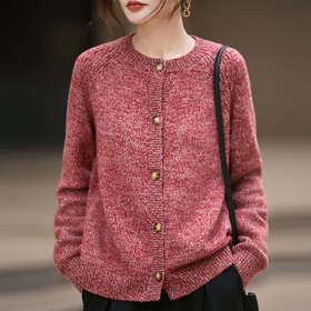 丁摩 法式花纱100%纯羊毛针织开衫JJ-158