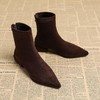 法式后拉链裸靴平底尖头短靴子时尚显瘦弹力瘦瘦靴秋冬新款35-40 商品缩略图2