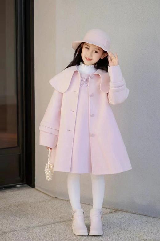 【春上新】8楼琳麦罗 LYNN&MILO 粉色双面呢亮丝A领大衣 吊牌价 商品图0