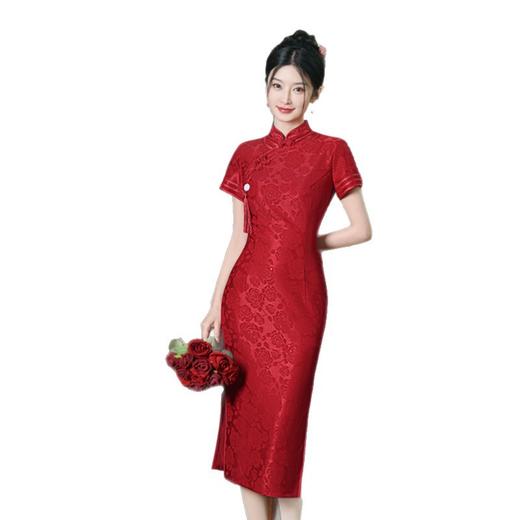 GX婚宴大码礼服2025夏季新款蕾丝旗袍回娘家显瘦修身改良国风旗袍裙 商品图4