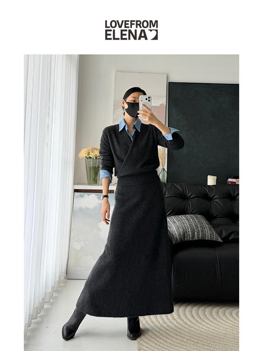 100%牦牛绒 优雅感交叉V领针织衫 商品图6