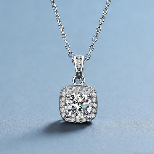 胖*来爆款 AOFI 一克拉莫桑钻 小方糖 戒指/项链 商品图8