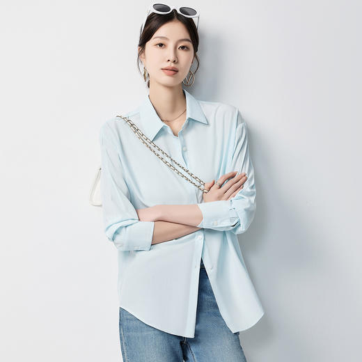 罗蒙女士长袖衬衫简约休闲百搭时尚气质优雅通勤长袖衬衣女 商品图5