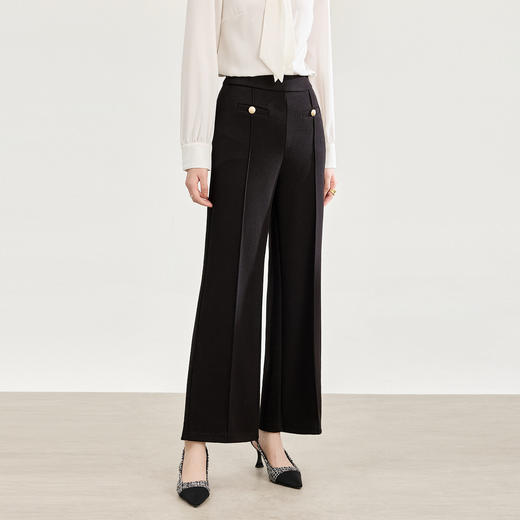 「高货wl」全新升级【铂金会员220/天猫299/差价79】(13454)洛诗琳绒感时尚直筒裤2025秋冬通勤鱼骨线高腰显瘦休闲裤 商品图0