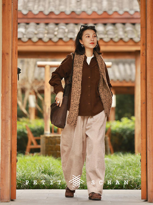 PETIT SCHAN小闪 CLO#1002 At ease 怡然自得 匹马棉灯芯绒休闲长袖衬衫 商品图1