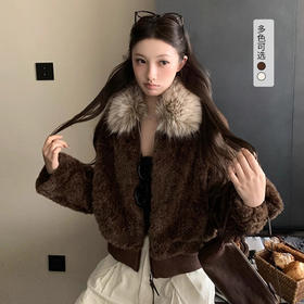 西遇巴恩风短款外套女冬季新款法式高级感大毛领保暖加厚上衣SS051982