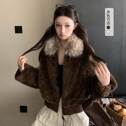 西遇巴恩风短款外套女冬季新款法式高级感大毛领保暖加厚上衣SS051982 商品图0