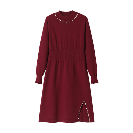 丁摩 收腰连衣裙气度气质高级感开叉毛衣裙9611 商品图4