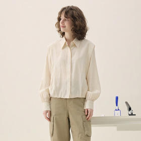 谜底造型衬衫长袖2026春季新品通勤提花短款时髦衬衣女265MC5037