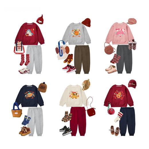 59.9 任选2件 马年儿童拜年服女童冬季加绒卫衣女宝新年上衣女孩红色过年童套装 商品图14