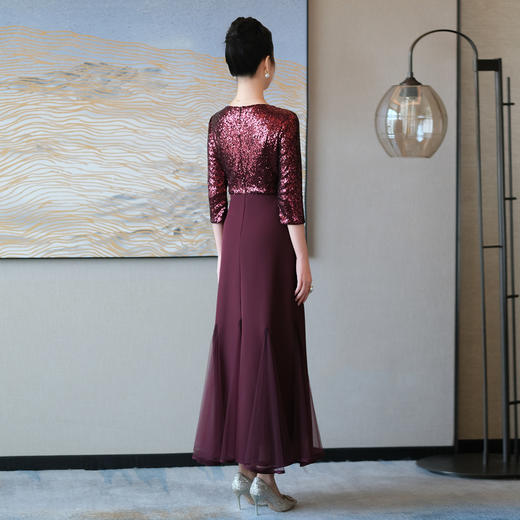 喜妈妈高贵气质连衣裙婚宴礼服，中老年高级感长裙DNO 商品图3