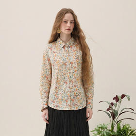 谜底碎花衬衫长袖2026年春季新品复古风纯棉合体衬衣女265MC5019