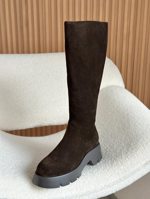 1222-3 渠道货 秦岚同款 GR头层小牛皮 超轻发泡厚底 炒鸡软糯高筒靴  长靴 商品图9