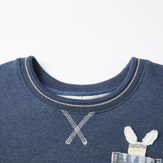 谜底圆领卫衣长袖2026春季新品撞色兔子章仔慵懒舒适女261MV0073 商品图3