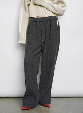 [特价]400g加厚羊毛休闲裤 复合针织呢 气质立体剪裁 深灰（预售10天内发货）