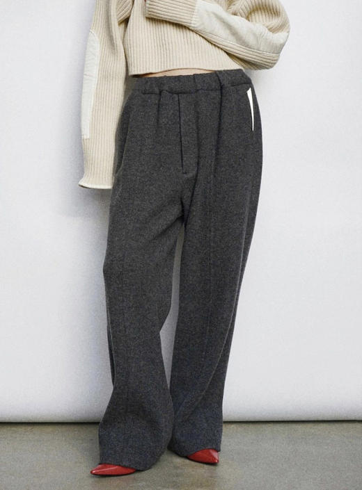 [特价]400g加厚羊毛休闲裤 复合针织呢 气质立体剪裁 深灰（预售10天内发货） 商品图0