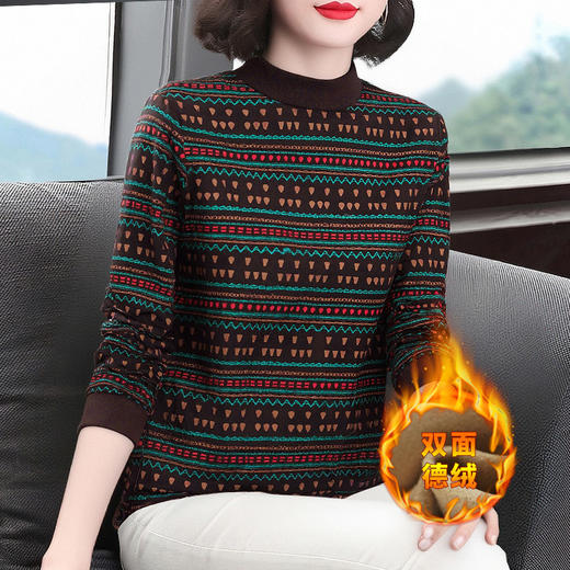 双面德绒半高领打底衫女士内搭新款冬季大码长袖t恤加厚保暖上衣 商品图4