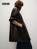 HIDEMI 进口西班牙羊麂皮/胎羊皮廓形中长款立领口袋皮衣大衣外套 商品缩略图5