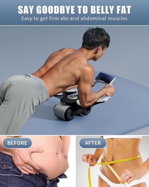 欧洲 Avilluna 腹部训练器 腹肌滚轮自动回弹 带4个肘部支撑 计时器 平板支撑器 商品图6