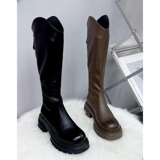 赵露si同款长靴子高筒厚底增高马蹄跟机车靴骑士靴女ins潮35-40 商品图1