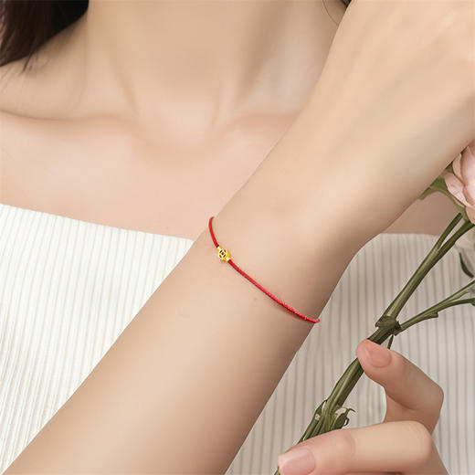 【新品首发】金币红绳手链 足金黄金新年鸿运小红绳手链MEMORA诗普琳（线上专供）HB351501 商品图2