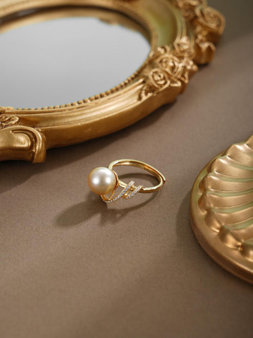 子佩集【岁月流金】银S925珍珠戒指【HJYJZ011】9mm珠镀金缠绕2512 商品图3