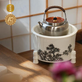 【莺歌烧旗舰店】染付绣绘竹节火钵·钛壶套装