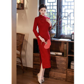 GX旗袍敬酒服姐妹聚会回娘家中式大码红色2025冬季新款加绒婚宴旗袍